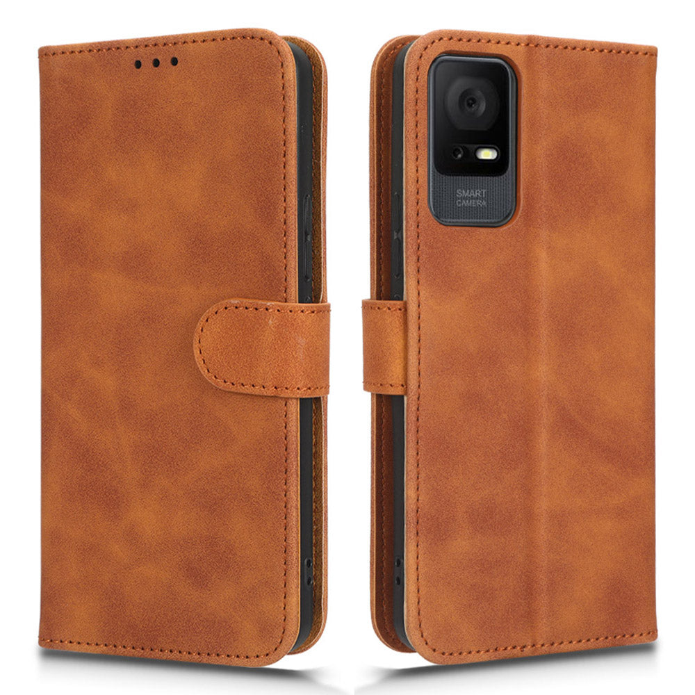 For TCL 405 Drop-proof PU Leather Phone Case Foldable Stand Wallet Skin-touch Feeling Flip Cell Phone Cover Stand with Wrist Strap For TCL 405 Drop-proof PU Leather Phone Case Foldable Stand Wallet Skin-touch Feeling Flip Cell Phone Cover Stand with Wrist Strap